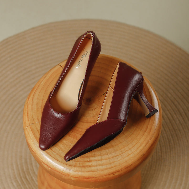 Stera Pointed-Toe Leather Heel Pumps