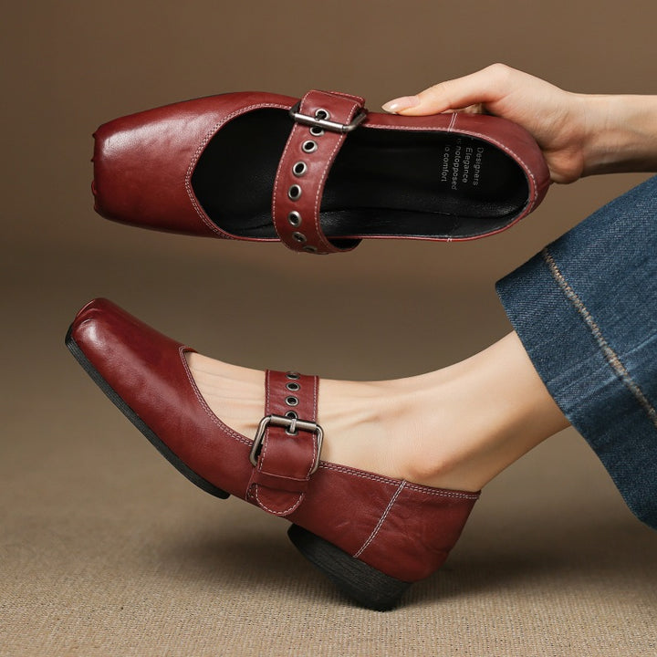 Clera Genuine Leather Mary Jane Pumps