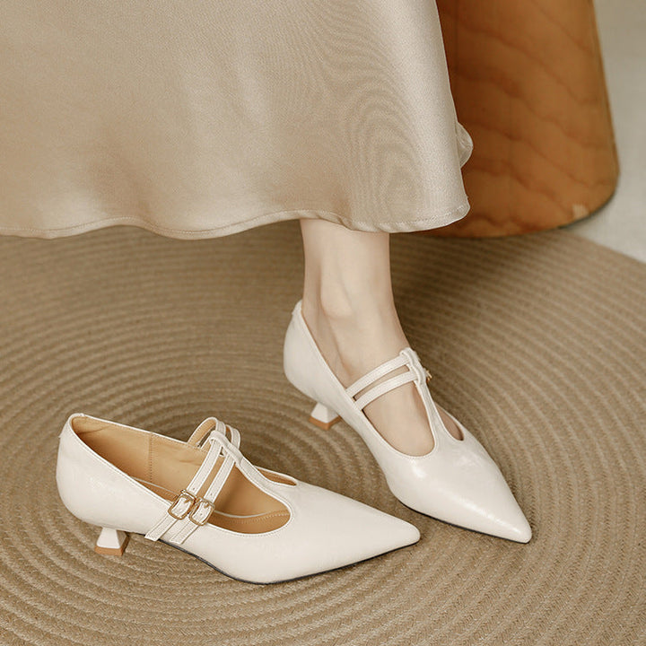 Mirel Genuine Leather T-Strap Pumps