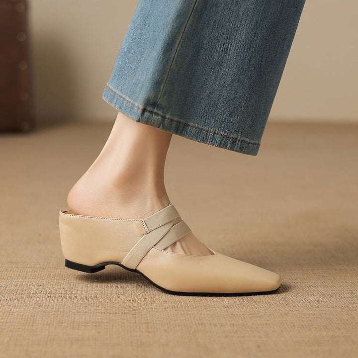 Maren Genuine Leather Square-Toe Mules