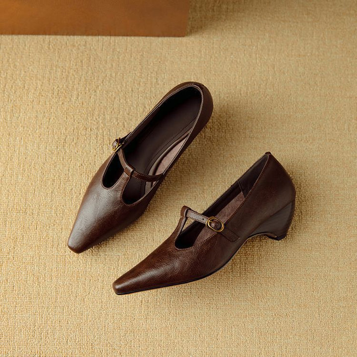 Zuri Genuine Leather T-Strap Mary Jane Pumps