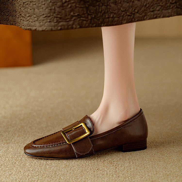 Rizon Genuine Leather Belt Buckle Shoes