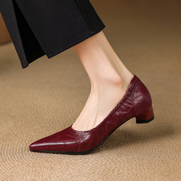 Cela Genuine Leather Pointed-Toe Heels