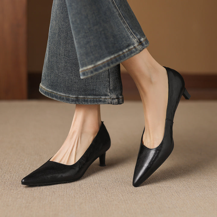 Avia Genuine Leather Pointed-Toe Heels