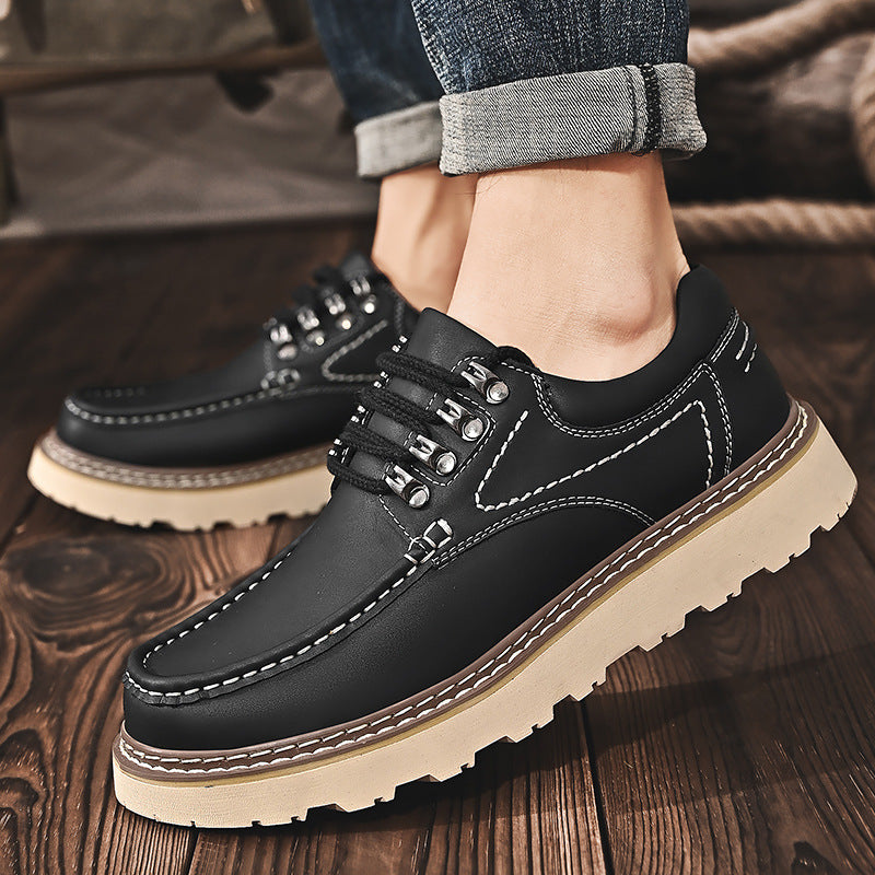 Rowen Genuine Leather Lace-Up Moc Toe Shoes