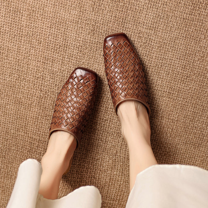 Amani Woven Genuine Leather Slip-On Mule