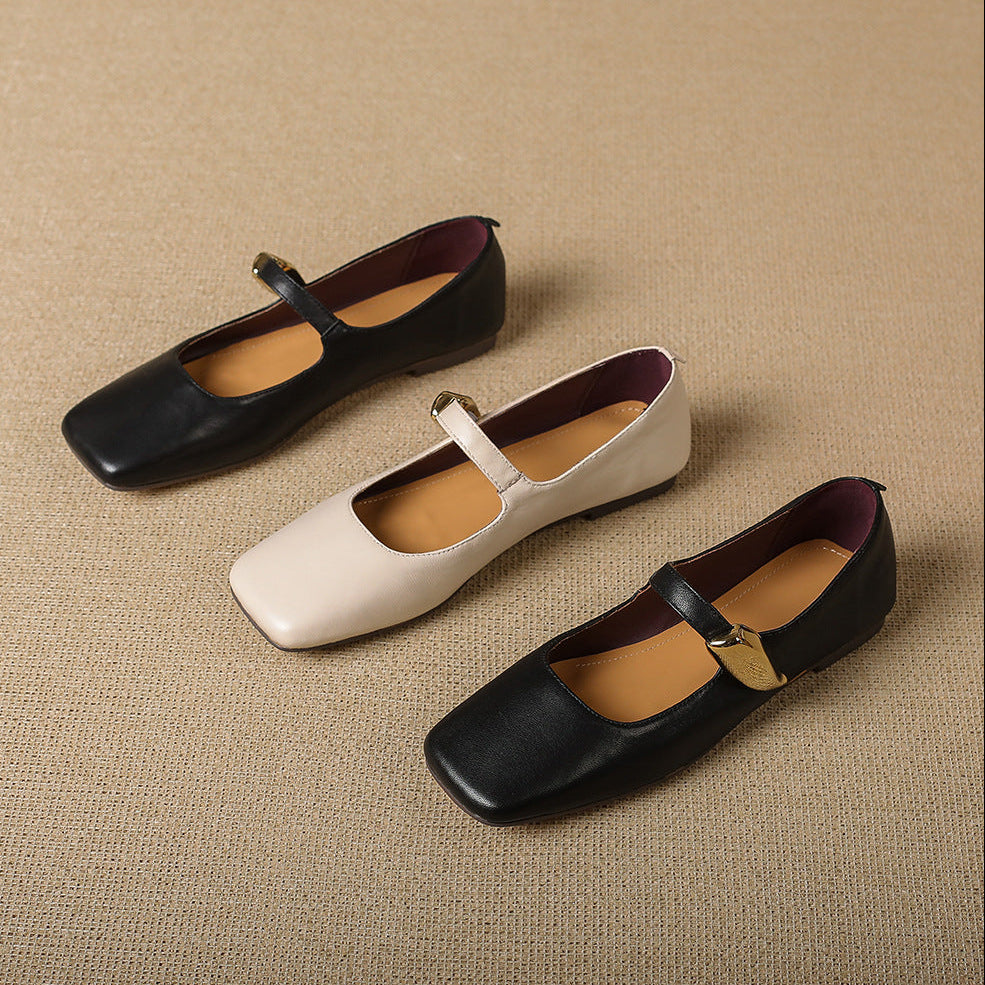 Freya Genuine Leather Mary Jane Flats