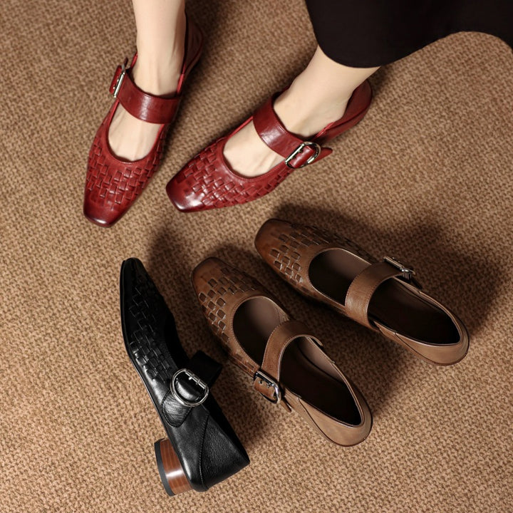 Daria Genuine Leather Mary-Jane Pumps