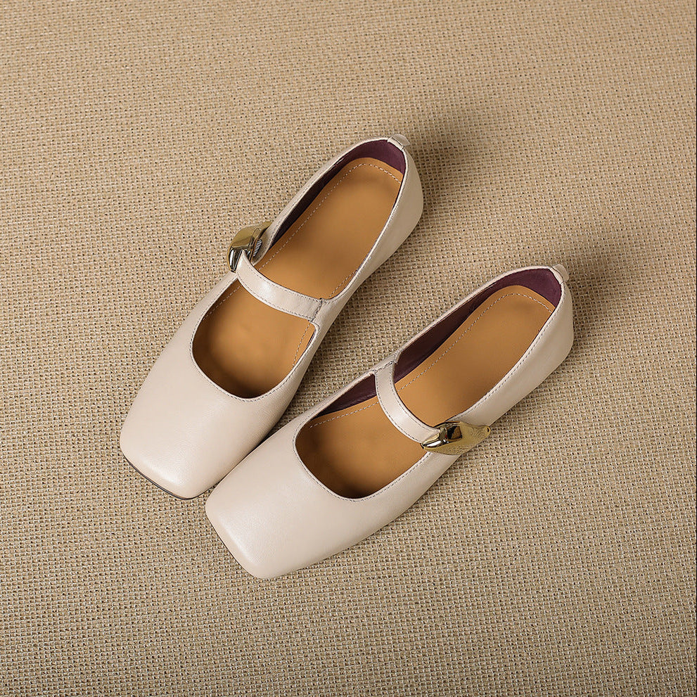 Freya Genuine Leather Mary Jane Flats