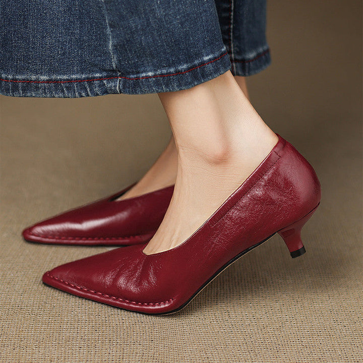 Emma Genuine Leather Pointed-Toe Heels