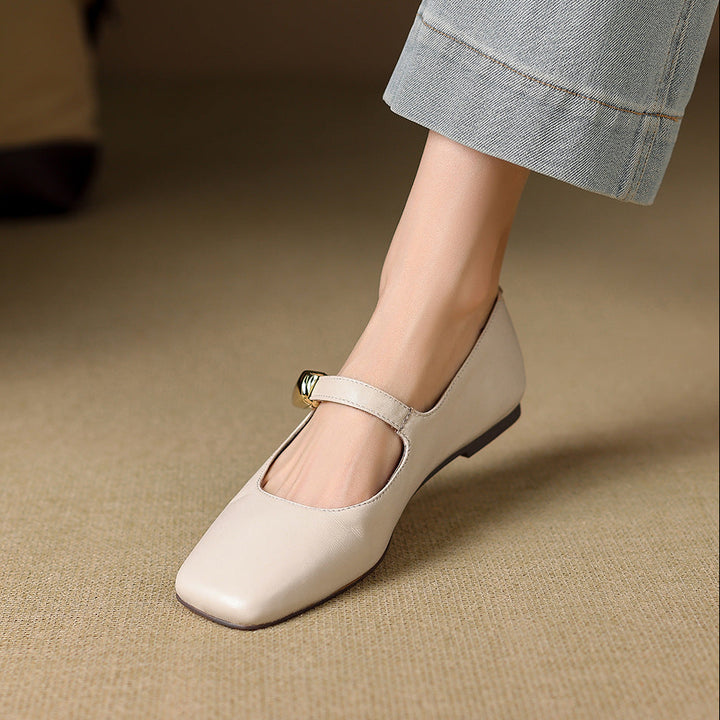 Freya Genuine Leather Mary Jane Flats