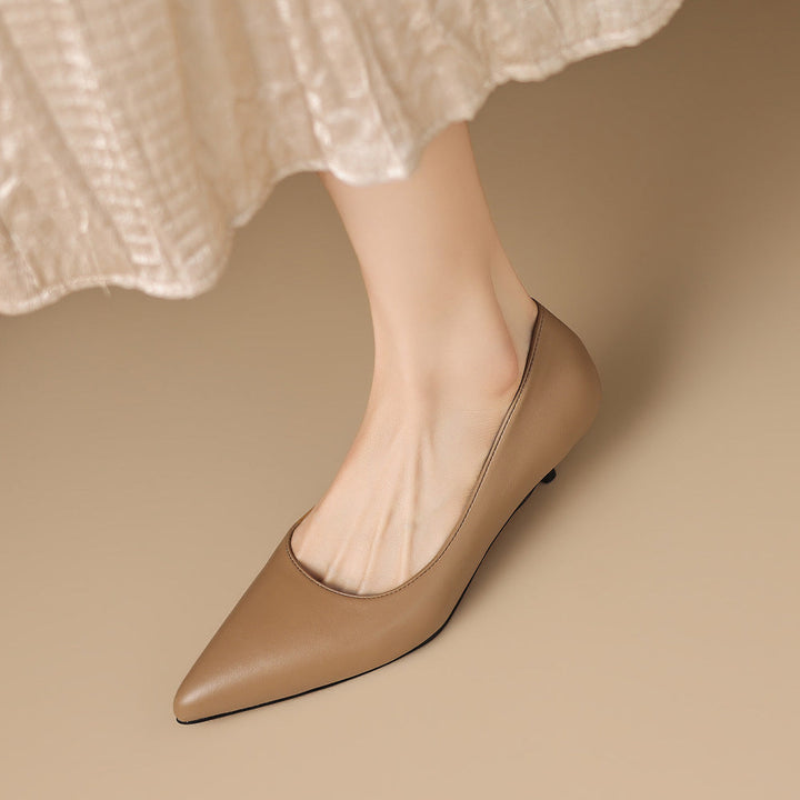 Zera Genuine Leather Pointed-Toe Heel Pumps