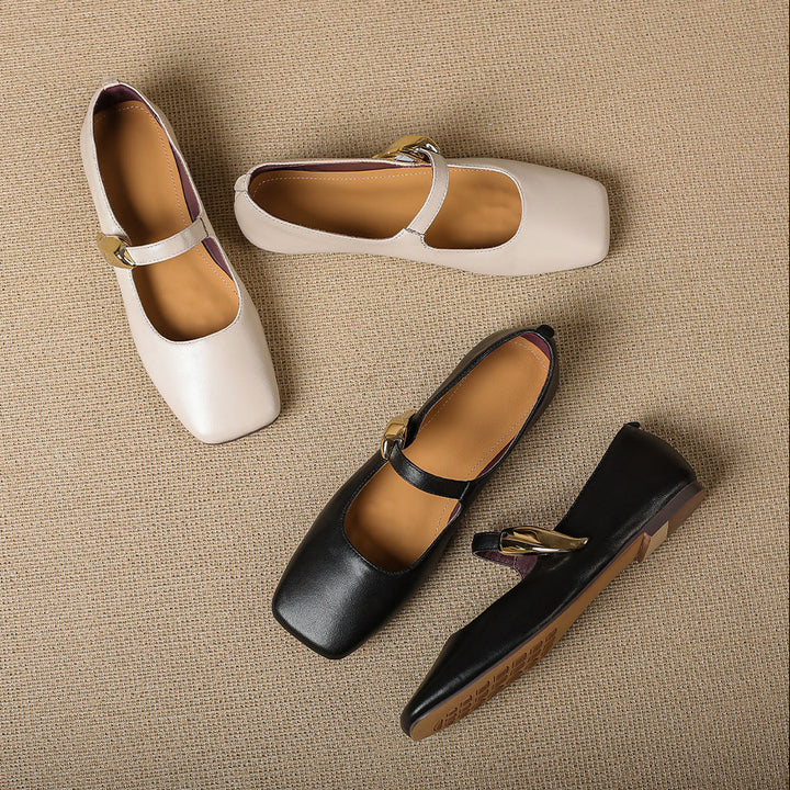 Freya Genuine Leather Mary Jane Flats