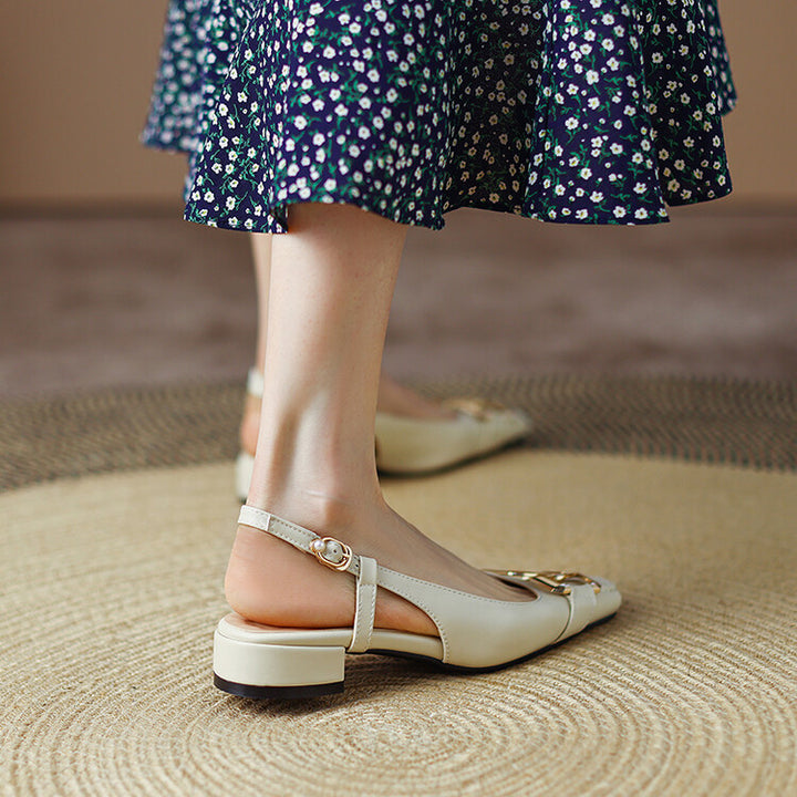 Cora Square Toe Leather Slingback Pumps