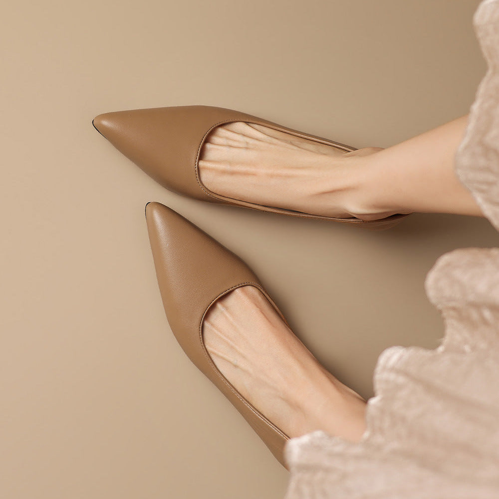 Zera Genuine Leather Pointed-Toe Heel Pumps