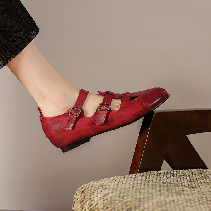 Caira Genuine Leather Peep-Toe Fisherman Sandals