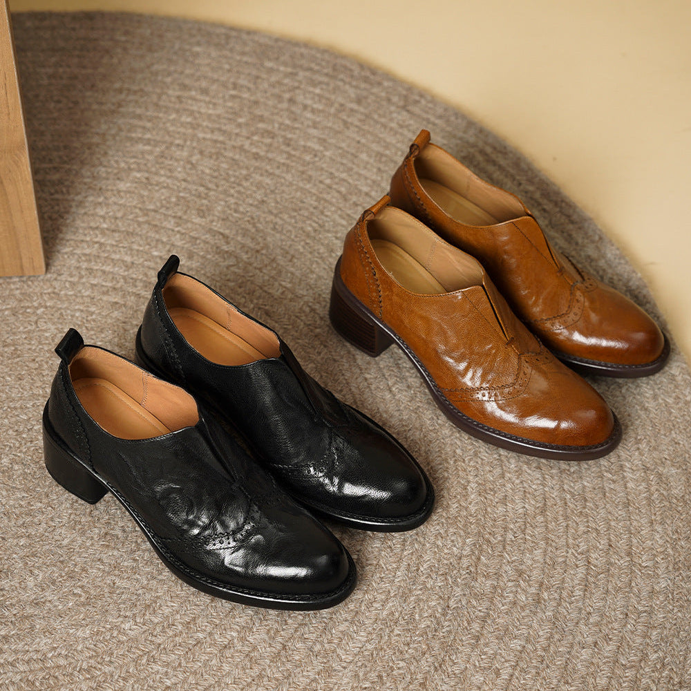 Everett Genuine Leather Wingtip Platform Shoes