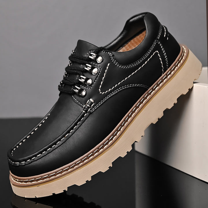 Rowen Genuine Leather Lace-Up Moc Toe Shoes