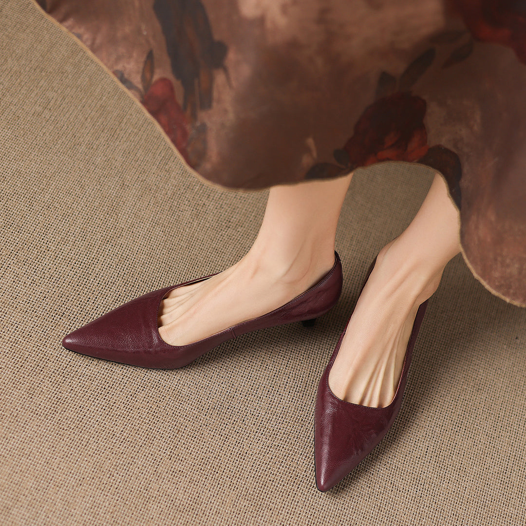 Avia Genuine Leather Pointed-Toe Heels