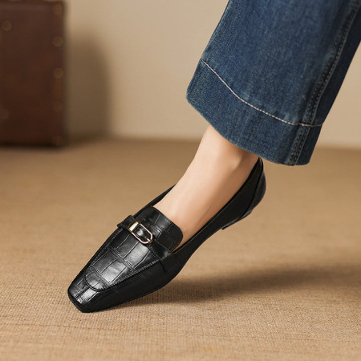 Nivan Genuine Leather Belt Strap Loafers