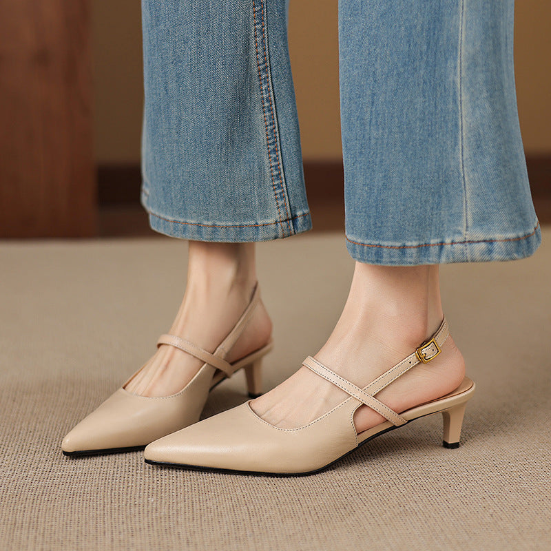 Zyra Genuine Leather Mary-Jane Slingback Heels