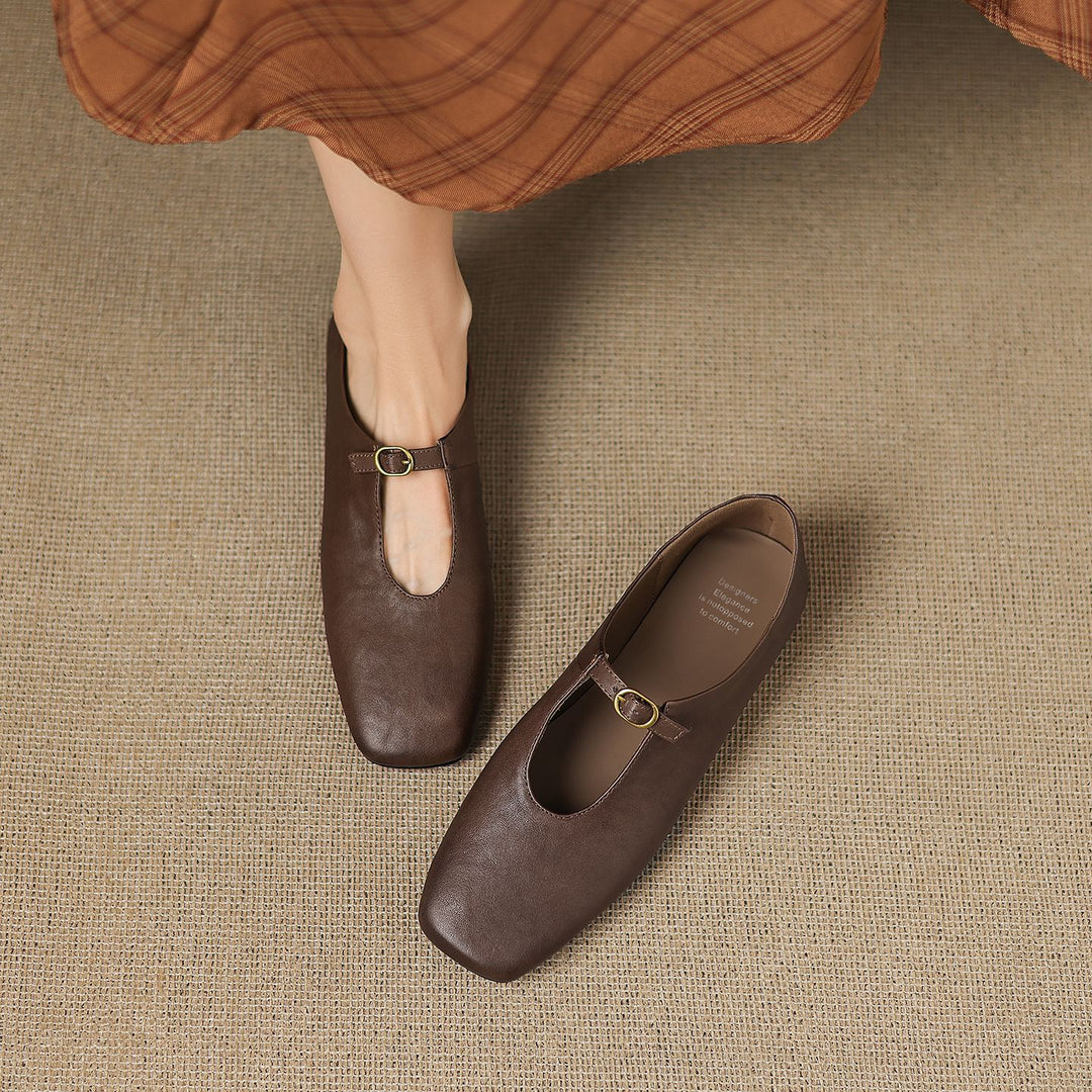 Kleva Genuine Leather Mary Jane Flats
