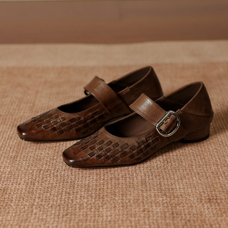 Daria Genuine Leather Mary-Jane Pumps