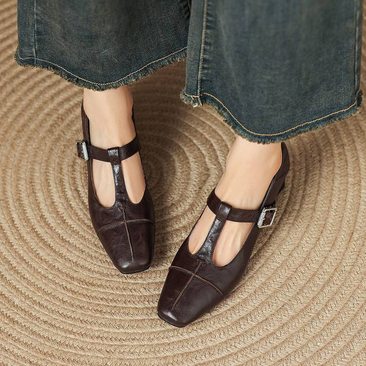 Eden Genuine Leather T-Strap Heels