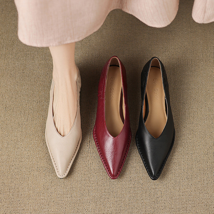 Emma Genuine Leather Pointed-Toe Heels