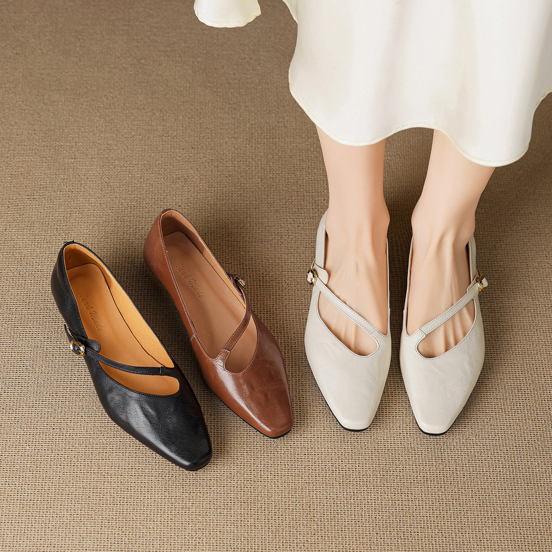 Elaria Genuine Leather Mary Jane Pumps