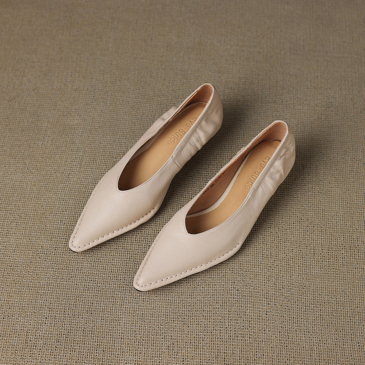 Emma Genuine Leather Pointed-Toe Heels