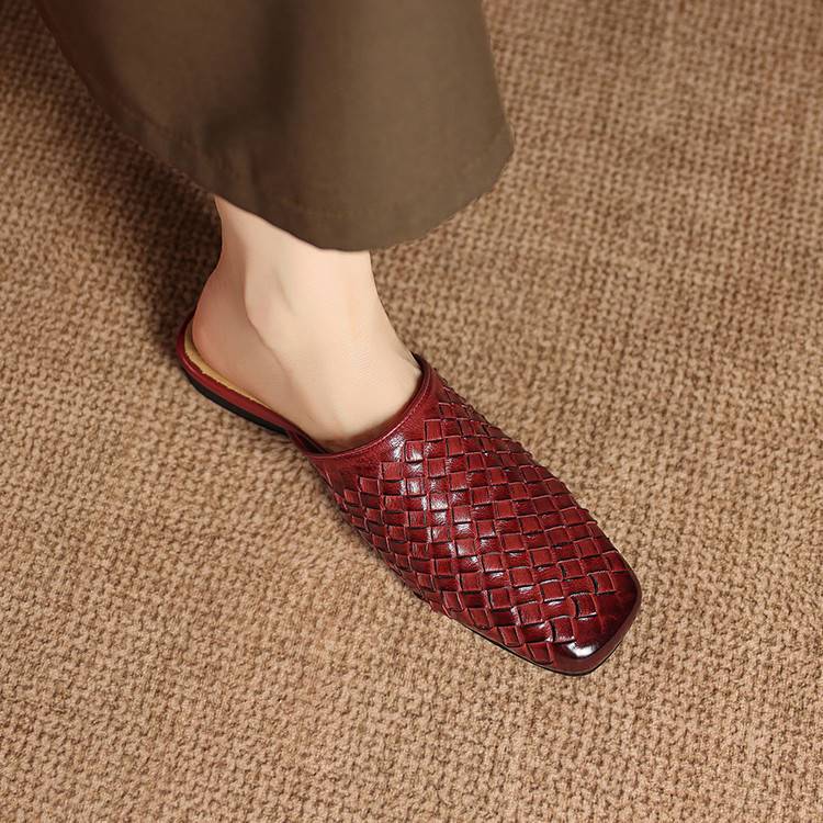 Amani Woven Genuine Leather Slip-On Mule