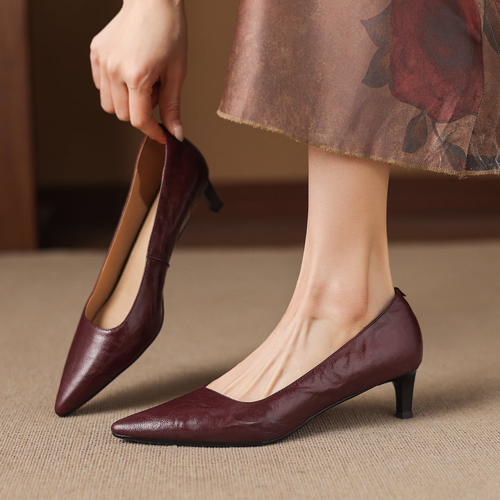 Avia Genuine Leather Pointed-Toe Heels