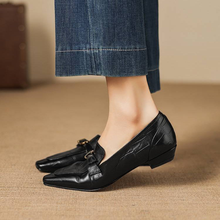 Nivan Genuine Leather Belt Strap Loafers