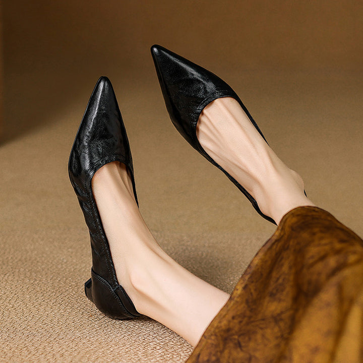 Cela Genuine Leather Pointed-Toe Heels