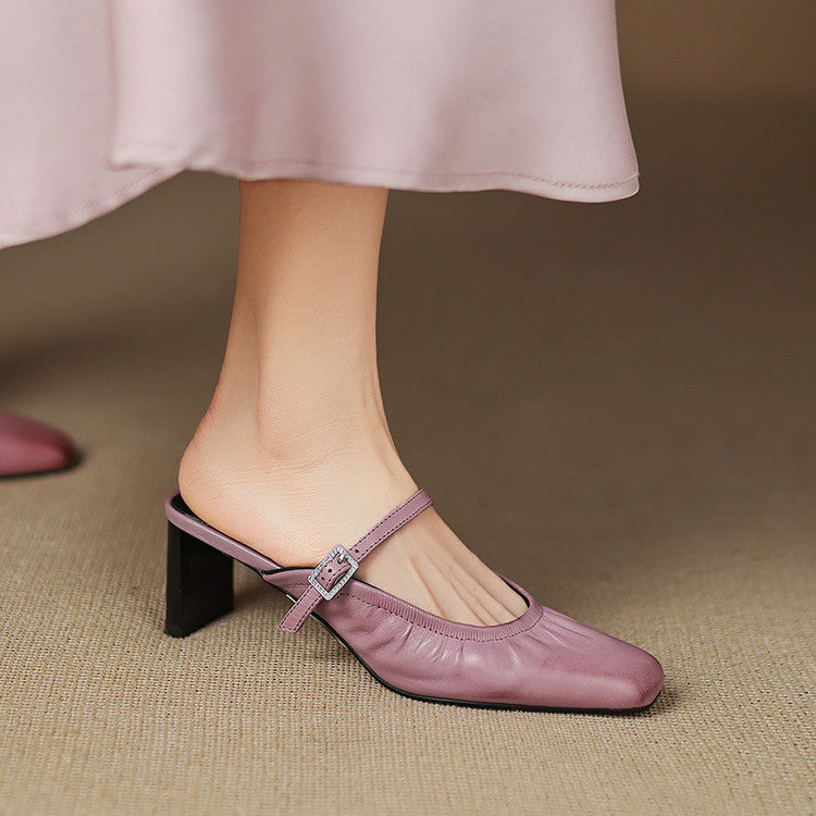 Zeva Genuine Leather Mary Jane Mules