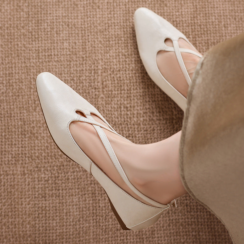 Ciela Genuine Leather Cross Strap Flats