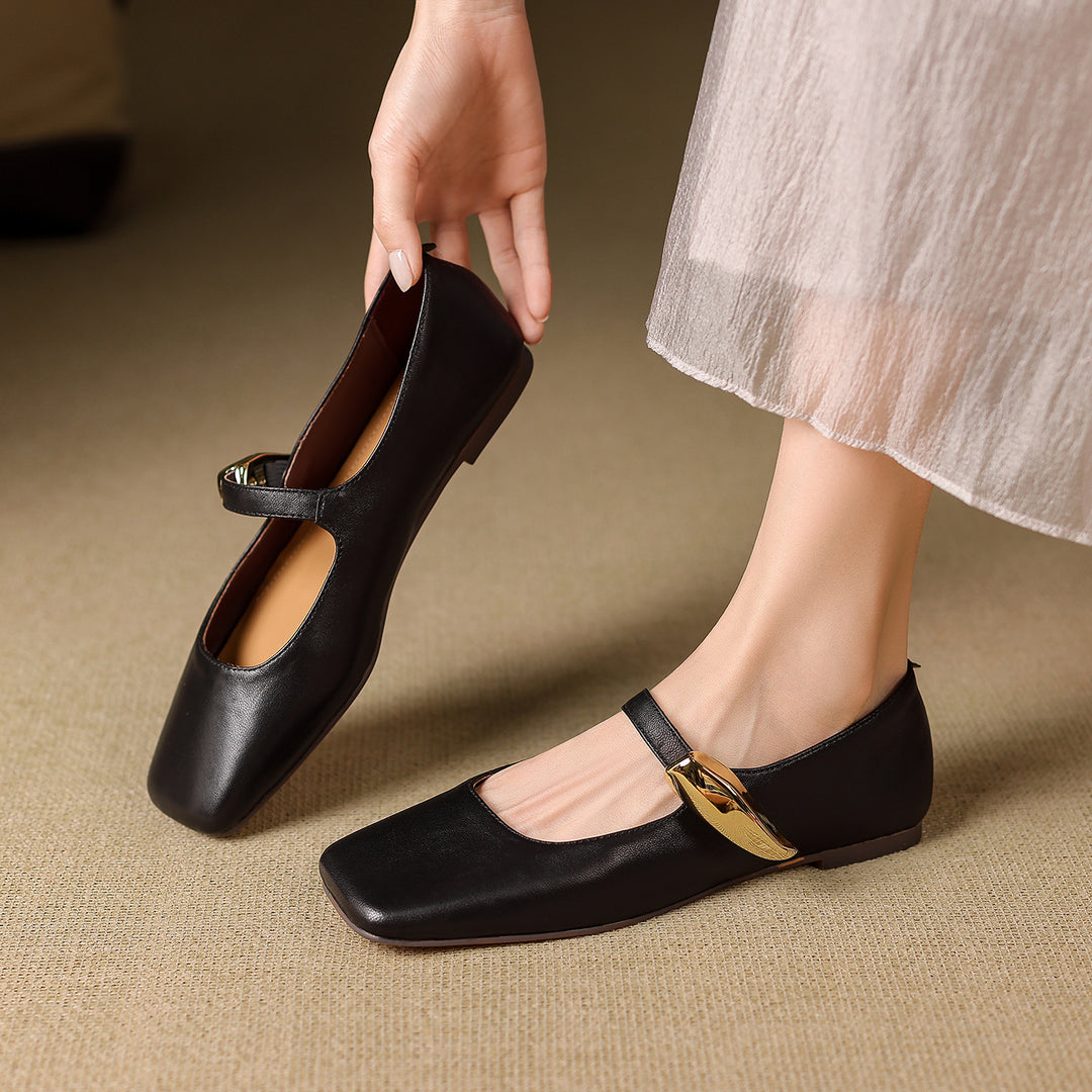Freya Genuine Leather Mary Jane Flats