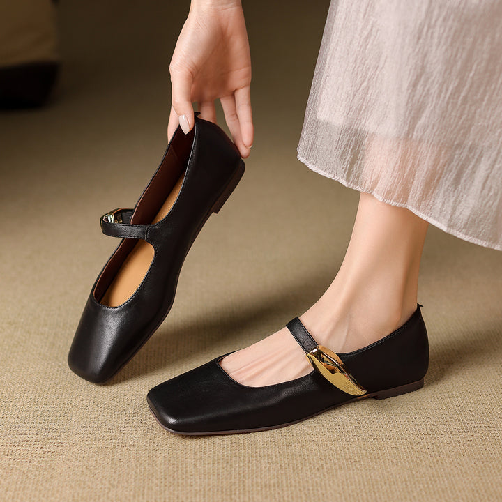Freya Genuine Leather Mary Jane Flats