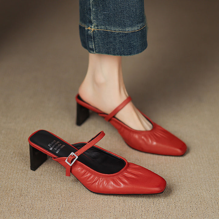 Zeva Genuine Leather Mary Jane Mules
