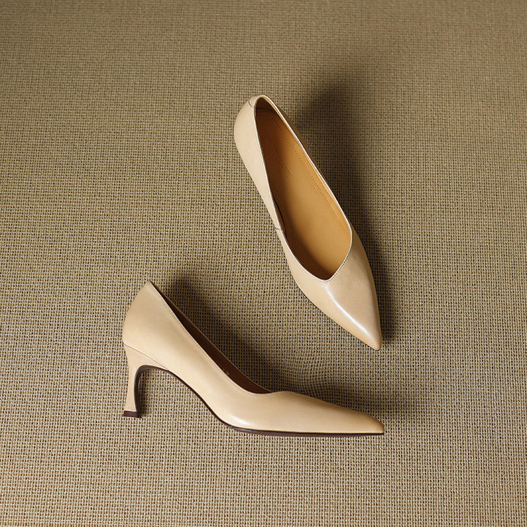 Aurea Genuine Leather Pointed-Toe Heels
