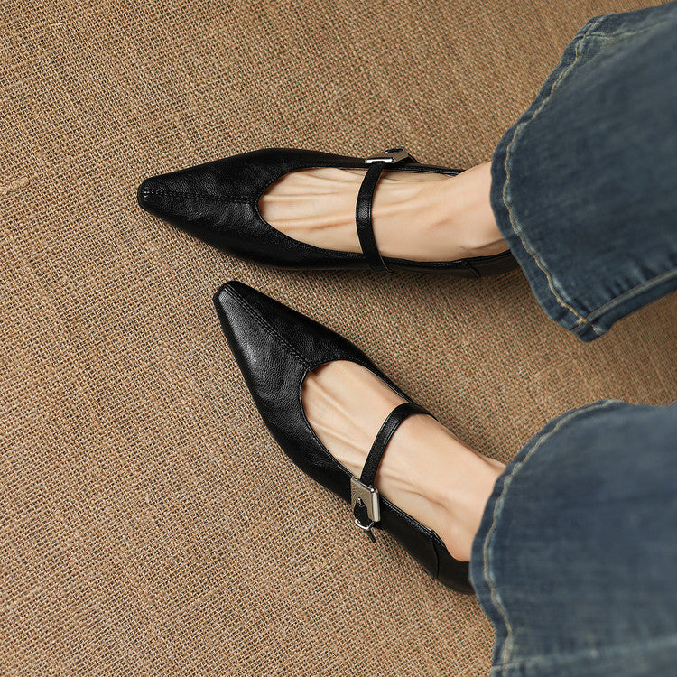 Odet Genuine Leather Mary Jane Flats