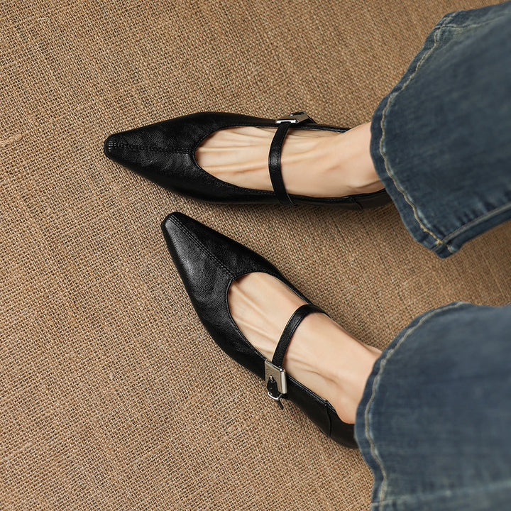 Odet Genuine Leather Mary Jane Flats