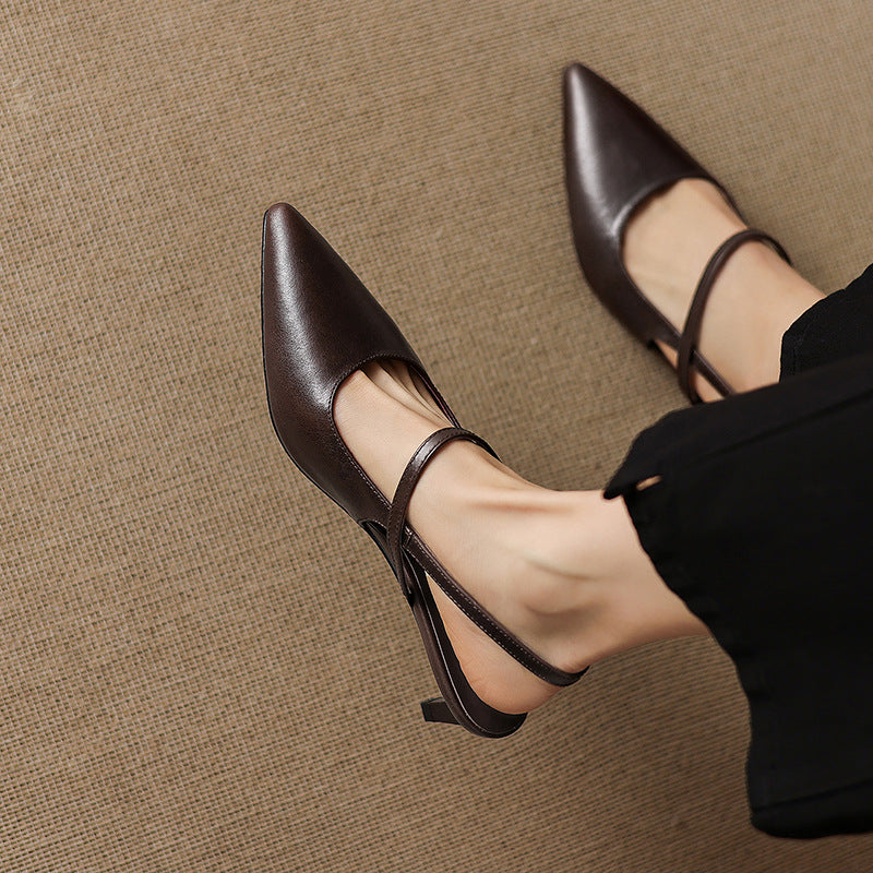Zyra Genuine Leather Mary-Jane Slingback Heels