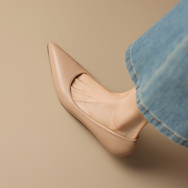 Zera Genuine Leather Pointed-Toe Heel Pumps