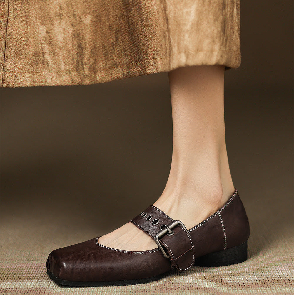 Clera Genuine Leather Mary Jane Pumps
