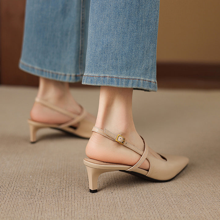 Zyra Genuine Leather Mary-Jane Slingback Heels