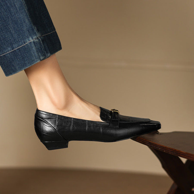 Nivan Genuine Leather Belt Strap Loafers