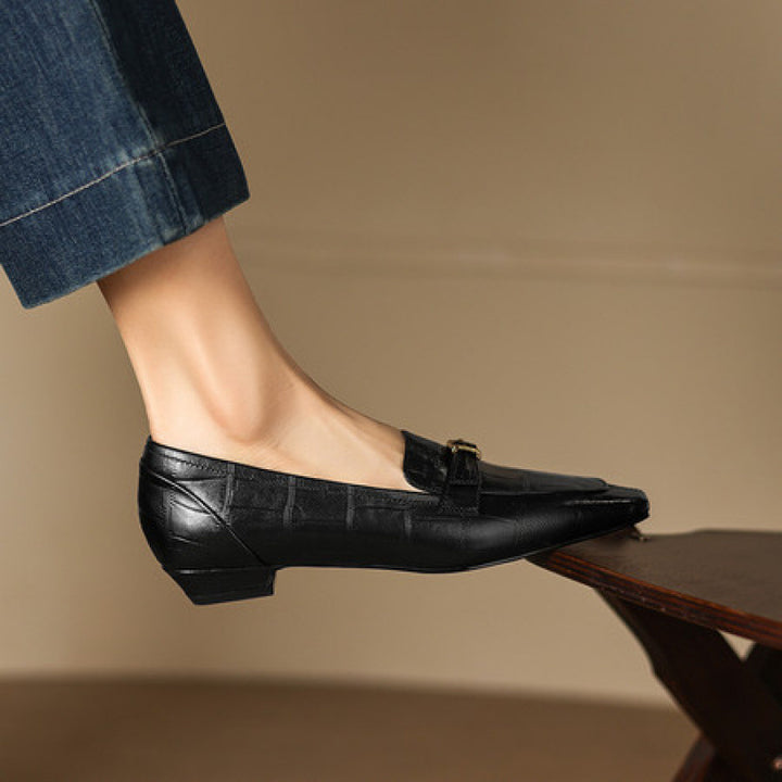 Nivan Genuine Leather Belt Strap Loafers
