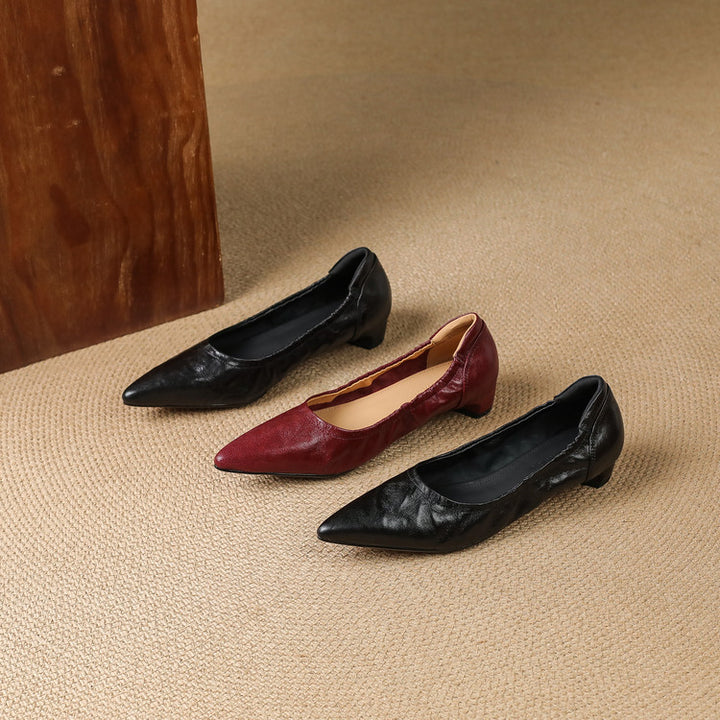 Cela Genuine Leather Pointed-Toe Heels